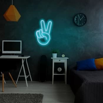 Victory Sign - Blue Blue Wall Lamp