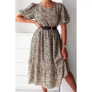 I Saw It First Yellow Ditsy Floral Puff Ball Sleeve Frill Hem Smock Midi Dress - Yellow