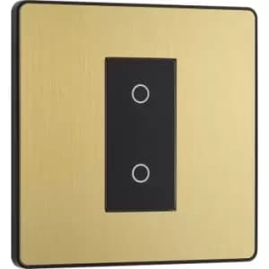 BG Evolve Brushed (Black Ins) 200W Single Touch Dimmer Switch, 2-Way Master in Brass Steel