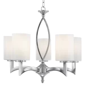 Gina 5 Light Multi Arm Ceiling Pendant Chrome with Glass Shades, E27