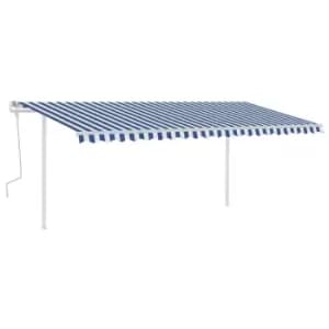 Vidaxl Manual Retractable Awning With Posts 5X3 M Blue And White