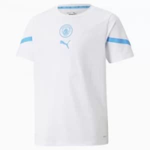 PUMA x First Mile Man City Prematch Youth Jersey, White/Light Blue, size 11-12 Youth, Clothing