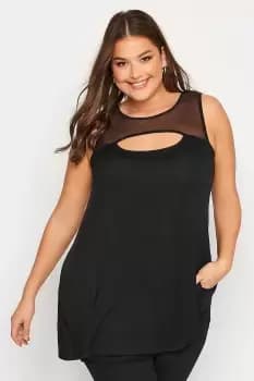 Mesh Cut Out Black Swing Vest