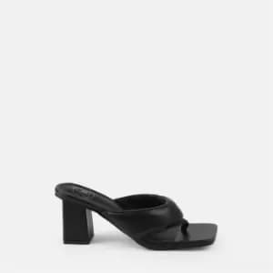 Missguided Square toe padded block heel sandal - Black