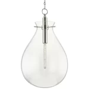 Ivy 1 Light Large Pendant Polished Nickel, Glass
