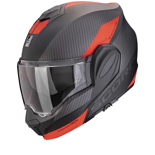 Scorpion EXO-Tech Evo Team Matt Black-Silver-Red Modular Helmet Size S