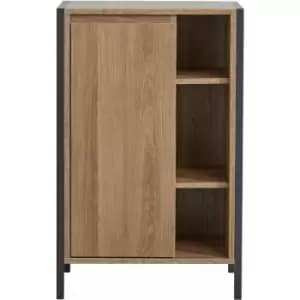 Black/Wood Bathroom Storage Console Cabinet - Wood Effect/Black