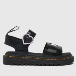 Dr Martens Black & Purple Marlowe Hearts Girls Junior Sandals
