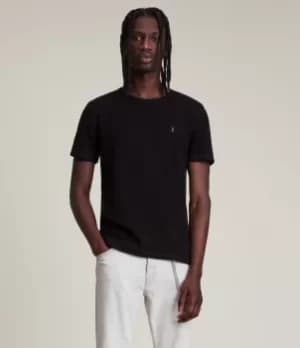 AllSaints Mens Muse Short Sleeve Crew T-Shirt, Black, Size: M