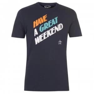 Original Penguin Original Short Sleeve Great Weekend T Shirt - Dark Sapphire