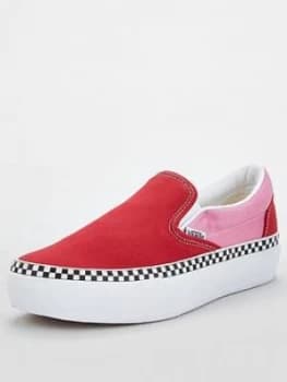 Vans UA Classic Slip On Platform - Red/Pink , Red/Pink, Size 4, Women