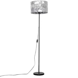 Charlie Black Floor Lamp with Chrome Geometric Shade