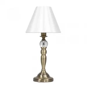 Sofia Antique Brass Touch Table Lamp With White Shade