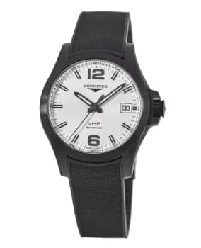 Longines Conquest V.H.P. Black PVD Silver Dial Black Rubber Strap Mens Watch L3.716.2.76.9 L3.716.2.76.9