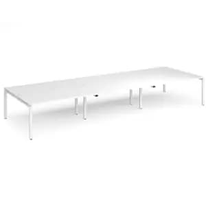 Dams Adapt triple back to back desks 4800mm x 1600mm - white frame, white top