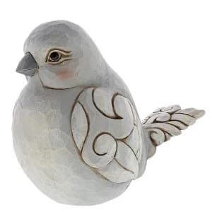 Charming Chirper Grey Bird Figurine