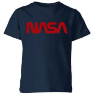 NASA Worm Red Logotype Kids T-Shirt - Navy - 11-12 Years