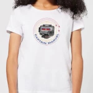 Captain Marvel Pager Womens T-Shirt - White