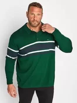 BadRhino Long Sleeve Forest Green Knitted Polo, Green, Size 2XL, Men
