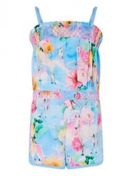 Monsoon Girls Unicorn Rainbow Playsuit Set - Blue, Size 3 Years, Women