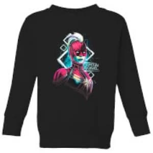 Captain Marvel Neon Warrior Kids Sweatshirt - Black - 11-12 Years