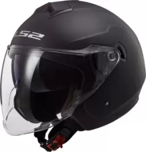 LS2 OF573 Twister II Solid Jet Helmet, Black Size M black, Size M