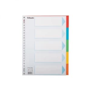 Esselte 100197 A4 Cardboard Dividers with 5 Tabs (23 holes)