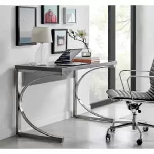 Furniture Box Valencia Grey High Gloss Chrome Modern Office Desk Home Working 120Cm