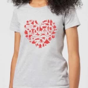 Star Wars Valentine's Heart Montage Womens T-Shirt - Grey - 4XL