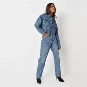 Missguided Wash Dad Jean Co Ord - Blue