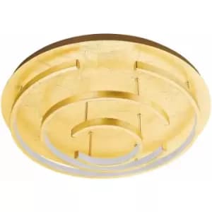 Loops - Flush Ceiling Light Colour Gold Coloured Shade White Plastic Bulb LED 24W