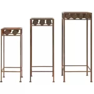 Plant Stand Set 3 Pieces Vintage Style Metal Rusty Vidaxl Brown