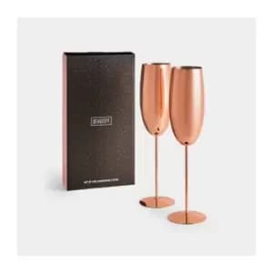 Vonshef - BTFY Champagne & Prosecco Flute Glass Copper, Set of 2 Stainless Steel with Gift Box