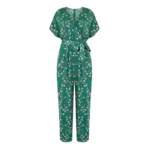 Yumi Green Pebble Print Satin Jumpsuit - Green