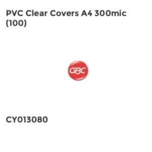 GBC PVC Clear Covers A4 300mic 100