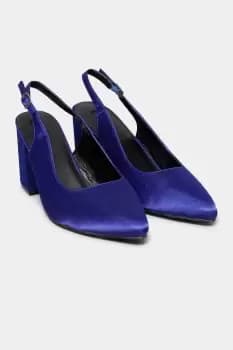 Wide & Extra Wide Fit Satin Pointed Block Heel Court Shoes