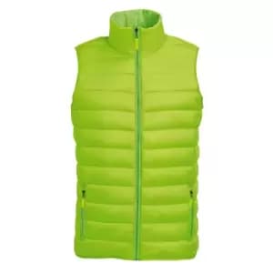 SOLS Mens Wave Padded Water Repellent Bodywarmer/Gilet (3XL) (Neon Lime)