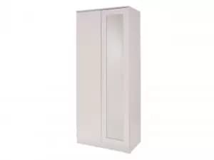 GFW Ottawa White High Gloss 2 Door 1 Mirror Double Wardrobe Flat Packed