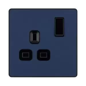 BG Evolve Matt Blue Single Switched 13A Power Socket - PCDDB21B