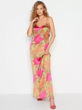 Long Tall Sally Printed Satin Cami Dress - Pink, Size 10, Women