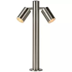 Lucide ARNE-LED - Bollard Light Outdoor - Ø6,3cm - LED - GU10 - 2x5W 2700K - IP44 - Satin Chrome