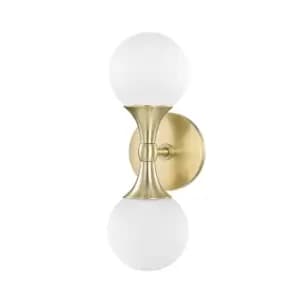 Astoria 2 Light Wall Sconce Brass, Glass, 3000K