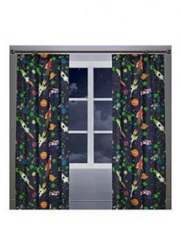 Bedlam Supersonic Glow In The Dark Lined Pleated Curtains