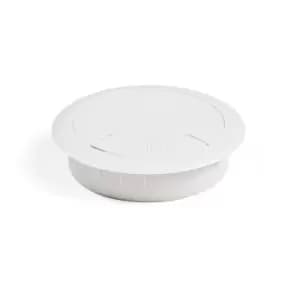 Emuca PC Computer Desk Plastic Grommet 60mm - White, Pack of 3