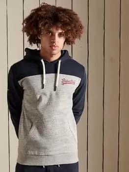 Superdry Vintage Logo Colourblock Hoodie, Grey Marl Size M Men