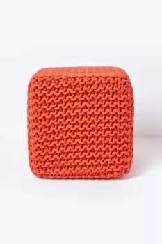 Cube Cotton Knitted Pouffe Footstool
