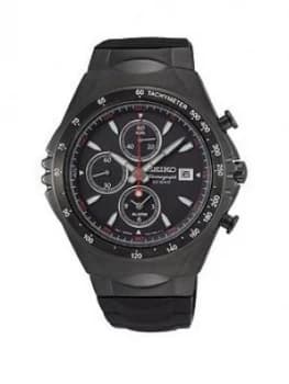 Seiko Seiko Macchina Sportiva Black Chronograph Dial Black Silicone Strap Mens Watch