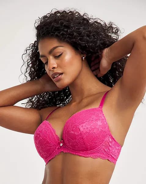 Boux Avenue Boux Avenue Mollie Lace Plunge Bra Pink HOT Pink Female 32D LO01010