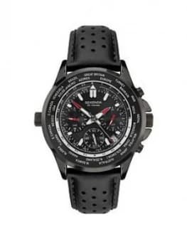 Sekonda Sekonda Black World Time Dial Black Strap Watch