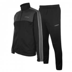 adidas 3 Stripe Basic Poly Tracksuit Mens - Black/Grey/Wht